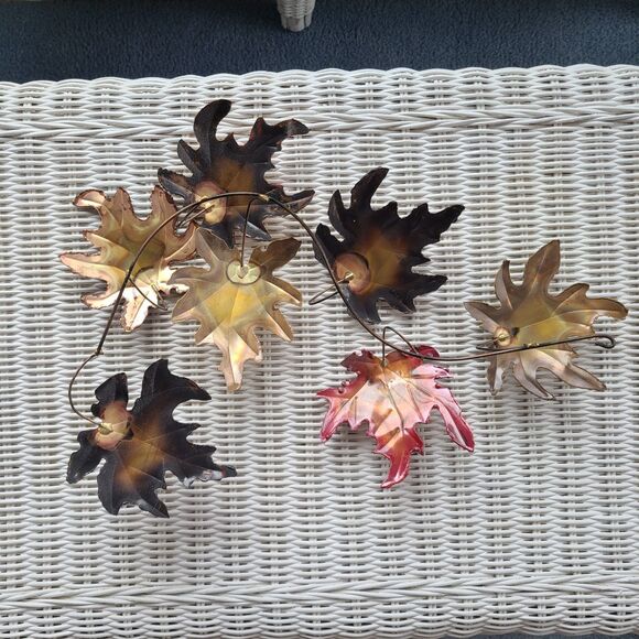 Metal Sculpture Wall Art Leaves and Branch Brass Copper and Steel Artisan Design - Picture 10 of 10